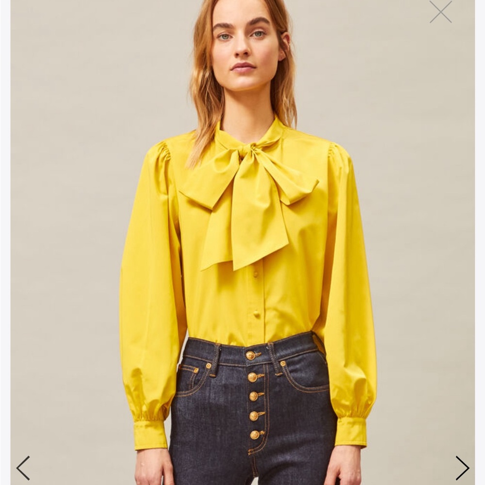 NWOT Tory Burch Taffeta Bow Blouse. In perfect condition, never been worn. - Picture 2 of 7